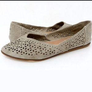 Tom's gray suede flat slip on shoes women size 8.5